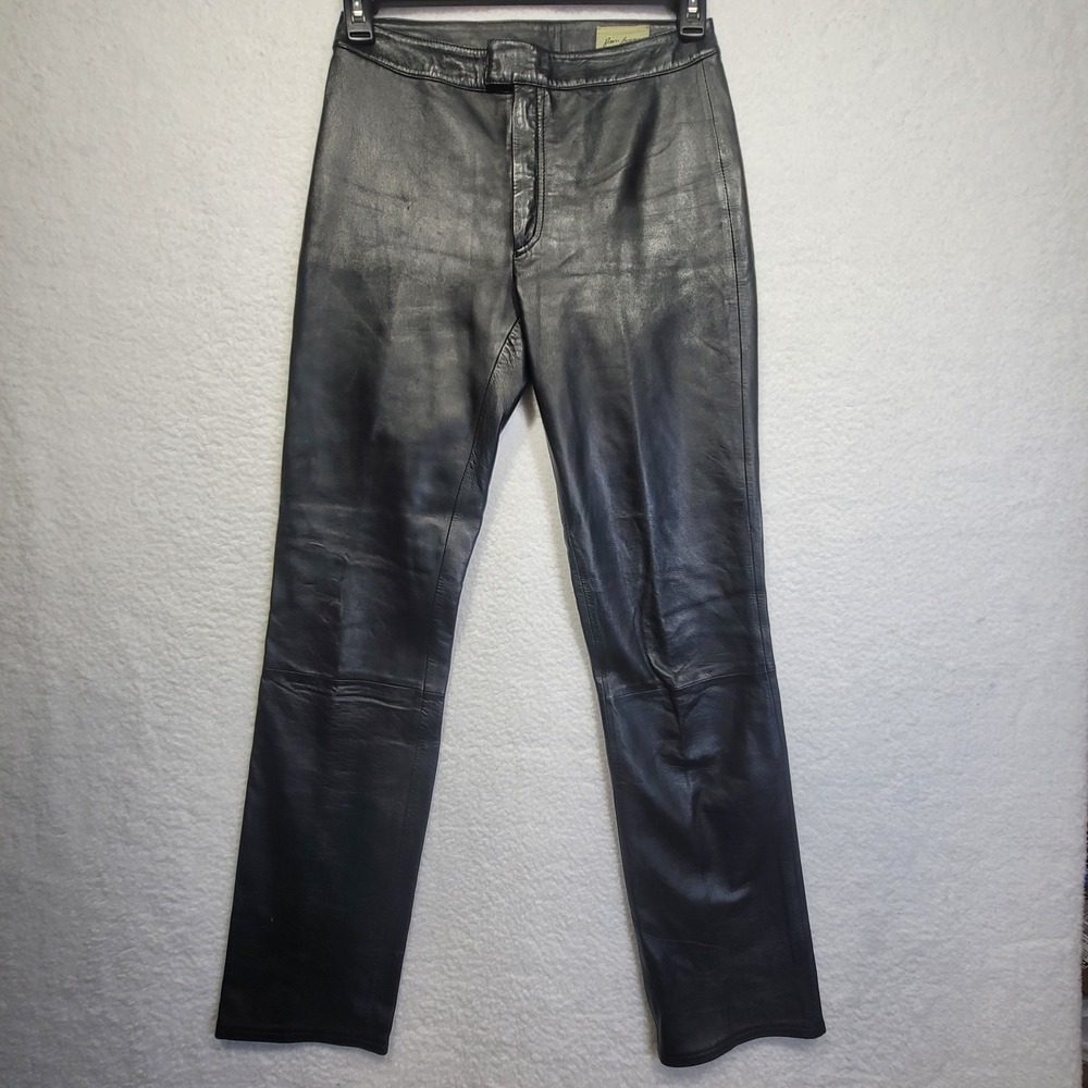 Rem Garson Womens Medium Size 4 Pants Genuine Leather Black Butter Soft Moto
